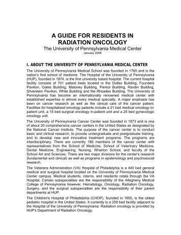 Resident Policy Manual (pdf) - Department of Radiation Oncology