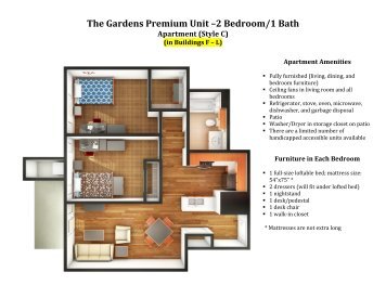 The Gardens Premium Unit â2 Bedroom/1 Bath Apartment (Style C)
