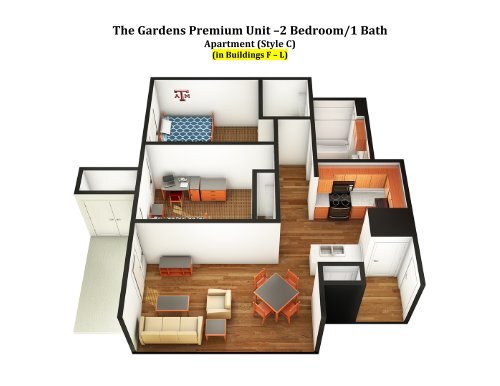 The Gardens Premium Unit â2 Bedroom/1 Bath Apartment (Style C)