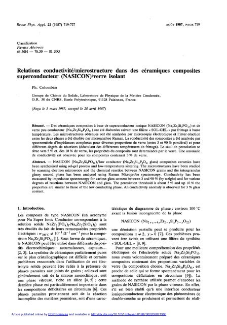 superconducteur (NASICON)/verre isolant - HAL