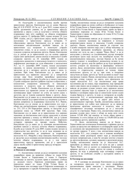 broj 98 - JP NIO SluÅ¾beni list Bosne i Hercegovine