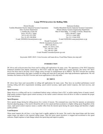 Large PWM Inverters for Rolling Mills - Tmeic.com