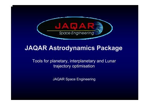 JAQAR Astrodynamics Package - ESA