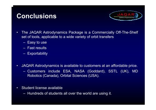 JAQAR Astrodynamics Package - ESA