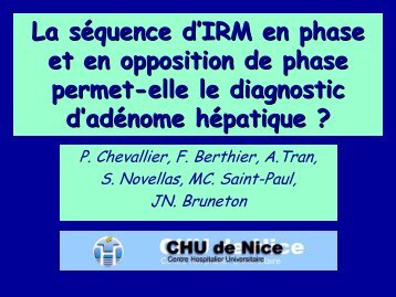 La sÃ©quence d'IRM en phase et en opposition de phase permet-elle ...