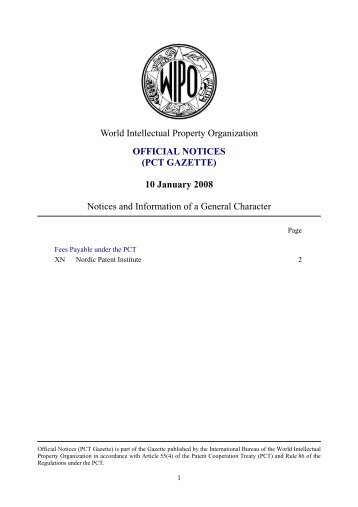 Official Notices (PCT Gazette) Collection - WIPO