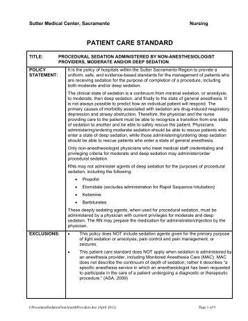 Procedural Sedation Administered by Non-Anesthesiologist Providers