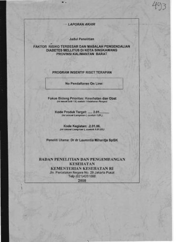 badan penelitian dan pengemrangan kesehatan ... - KM Ristek