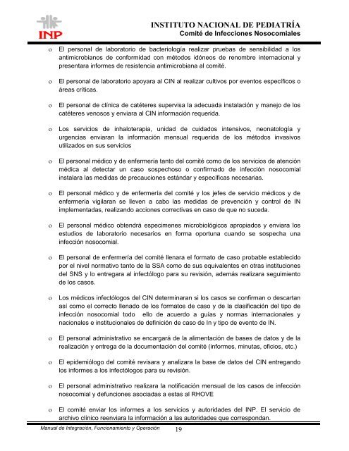 manual de procedimientos del comitÃ© de infecciones nosocomiales