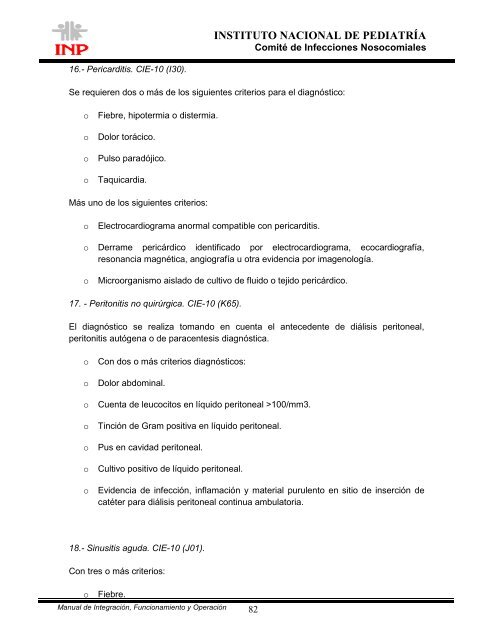 manual de procedimientos del comitÃ© de infecciones nosocomiales