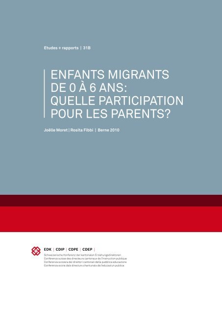 Enfants migrants de 0 Ã  6 ans: Quelle Participation pour les Parents