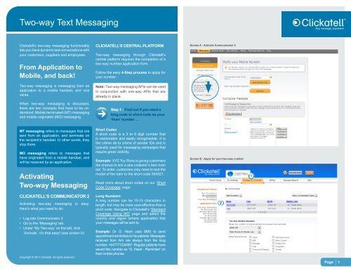 Two-way Text Messaging - Clickatell