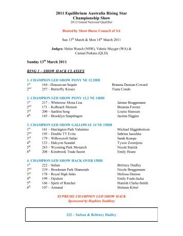 2011 Rising Star results.pdf - Horse Deals