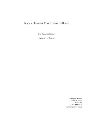 Islam as Judaism: Reflections on Hegel - Computing in the ...