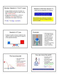 Review: Newton's 1st & 2nd Laws Newton's third law (lecture 7 ...