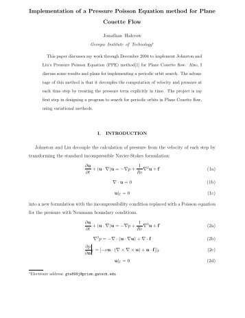 Implementation of a Pressure Poisson Equation ... - ChaosBook