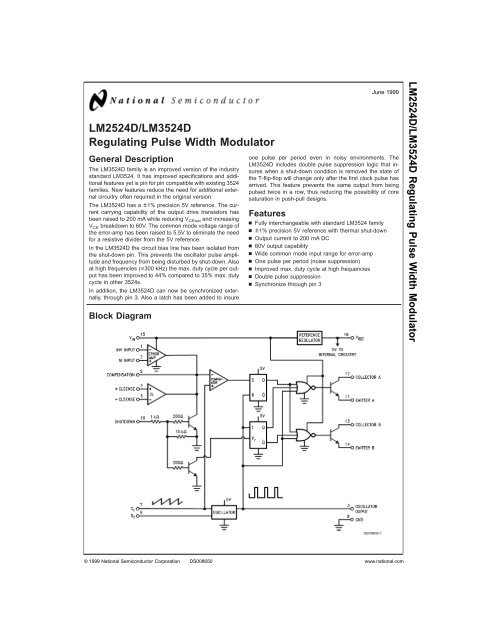 lm2524d lm3524d regulating pulse width modulator free5v 1a Step Down Switching Regulator Using Lm2524d And Datasheet #11