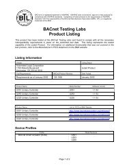 BACnet Testing Labs Product Listing - BACnet International