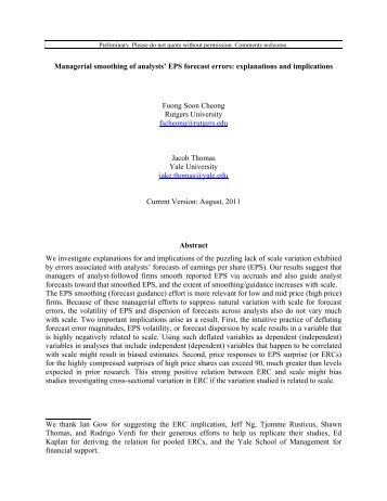 Managerial smoothing of analysts' EPS forecast errors: explanations ...