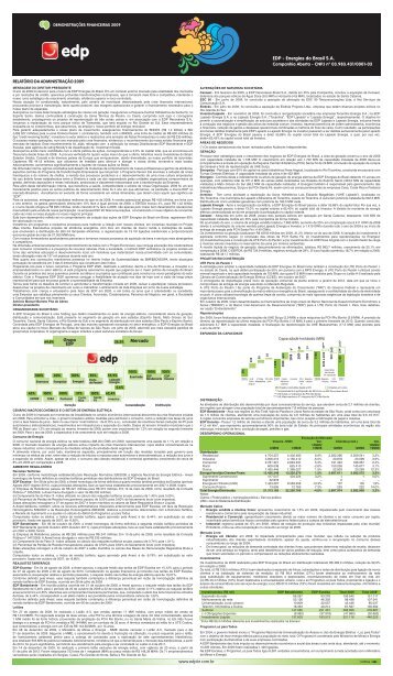 Demonstrações Financeiras 2009 - EDP no Brasil | Investidores