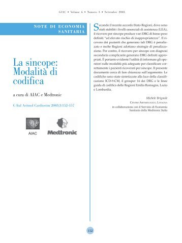 La sincope - Giornale Italiano di Aritmologia e Cardiostimolazione