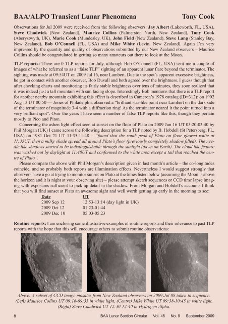 Vol 46, No 9, September 2009 - Lunar Section