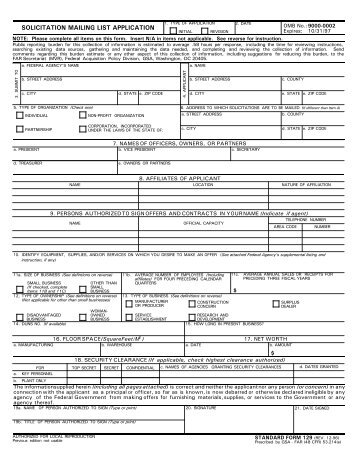 Standard Form 129 - Energy.gov - EERE