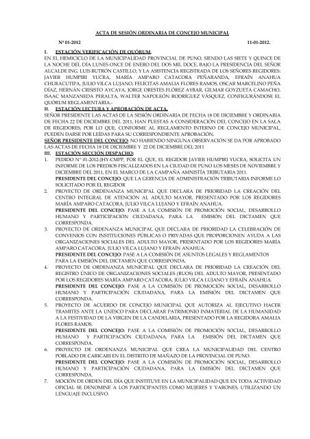 acta de sesión ordinaria de concejo municipal nº 01-2012 11-01 ...