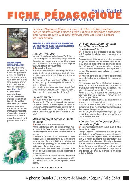 LA CHÃVRE DE MONSIEUR SEGUIN Folio Cadet - Cercle ...