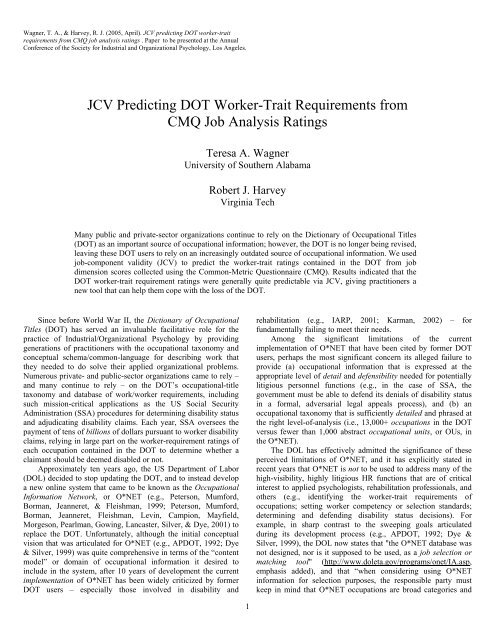 JCV Predicting DOT Worker-Trait Requirements from CMQ Job ...