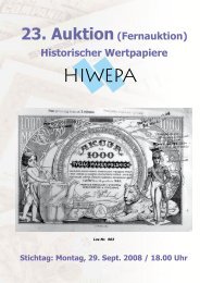 23. Auktion(Fernauktion) Historischer Wertpapiere - HIWEPA AG