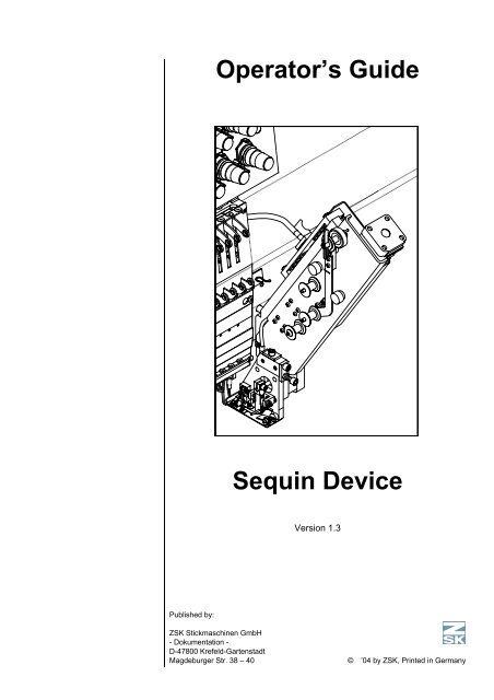 Operator's Guide Sequin Device - ZSK Stickmaschinen GmbH