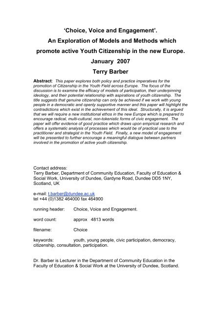 Download Terry Barber's paper here. - European Citizenship