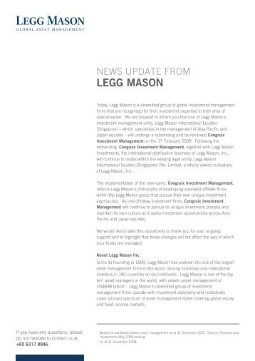 News update from Legg Mason - Congruix _r2 - Fundsupermart.com