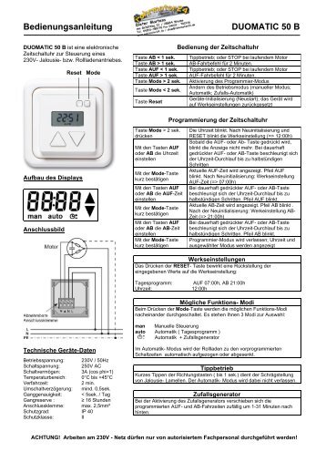 Bedienungsanleitung DUOMATIC 50 B - rohrmotor24