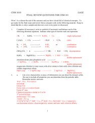 chm 1010 gage final review questions for chm 101 - Academic ...