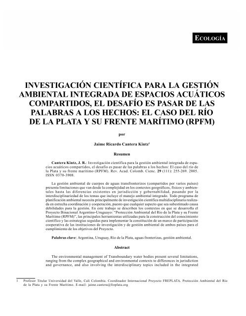 Investigación científica para la gestión ambiental integrada