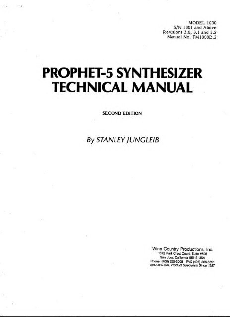 Sequential Circuits Prophet-5 Service Manual - Audiofanzine