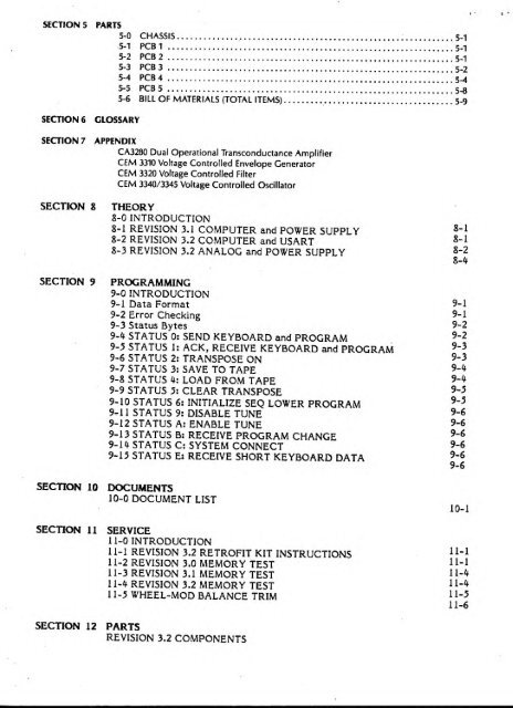 Sequential Circuits Prophet-5 Service Manual - Audiofanzine