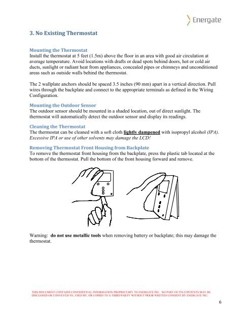 AW000873 Installation Guide for Energate Thermostats