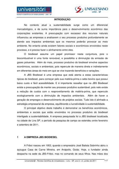 Sustentabilidade - um enfoque aos resultados ... - unisalesiano