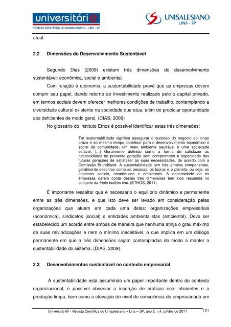 Sustentabilidade - um enfoque aos resultados ... - unisalesiano