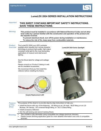 LumeLEX 2024 SERIES INSTALLATION INSTRUCTIONS THIS ...