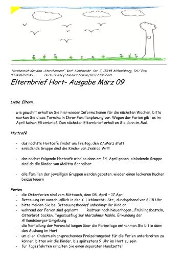 Elternbrief Mae. 2009 - der Kita Storchennest in Altlandsberg