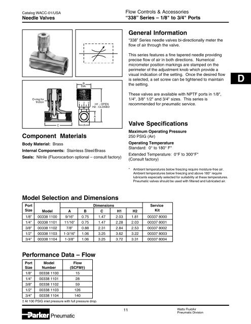 WACC-01 Flow Controls & Accessories - Watts Fluid Air