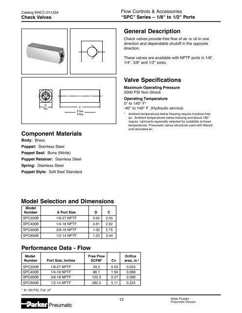 WACC-01 Flow Controls & Accessories - Watts Fluid Air