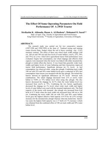 The Effect Of Some Operating Parameters On Field Performance Of ...