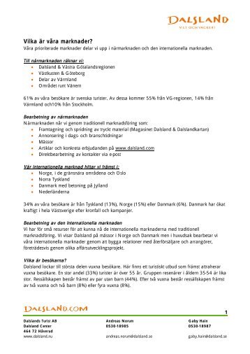 Marknadsinfo - Dalslands Turist AB