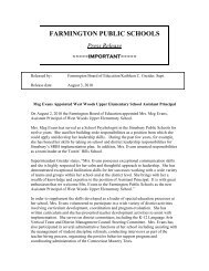 FARMINGTON PUBLIC SCHOOLS Press Release