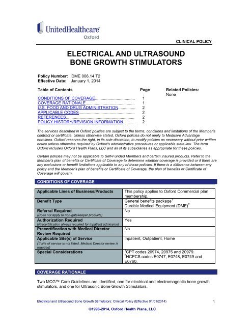 Electrical and Ultrasound Bone Growth Stimulators - Oxford Health ...